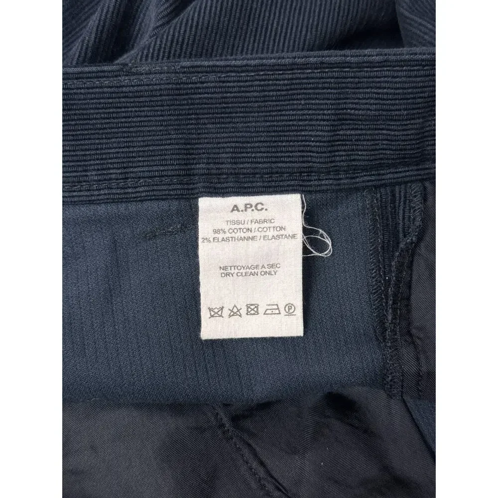 A.P.C. Pants 40 x 31 Mens Blue Corduroy Straight Leg Relaxed Fit Trouser